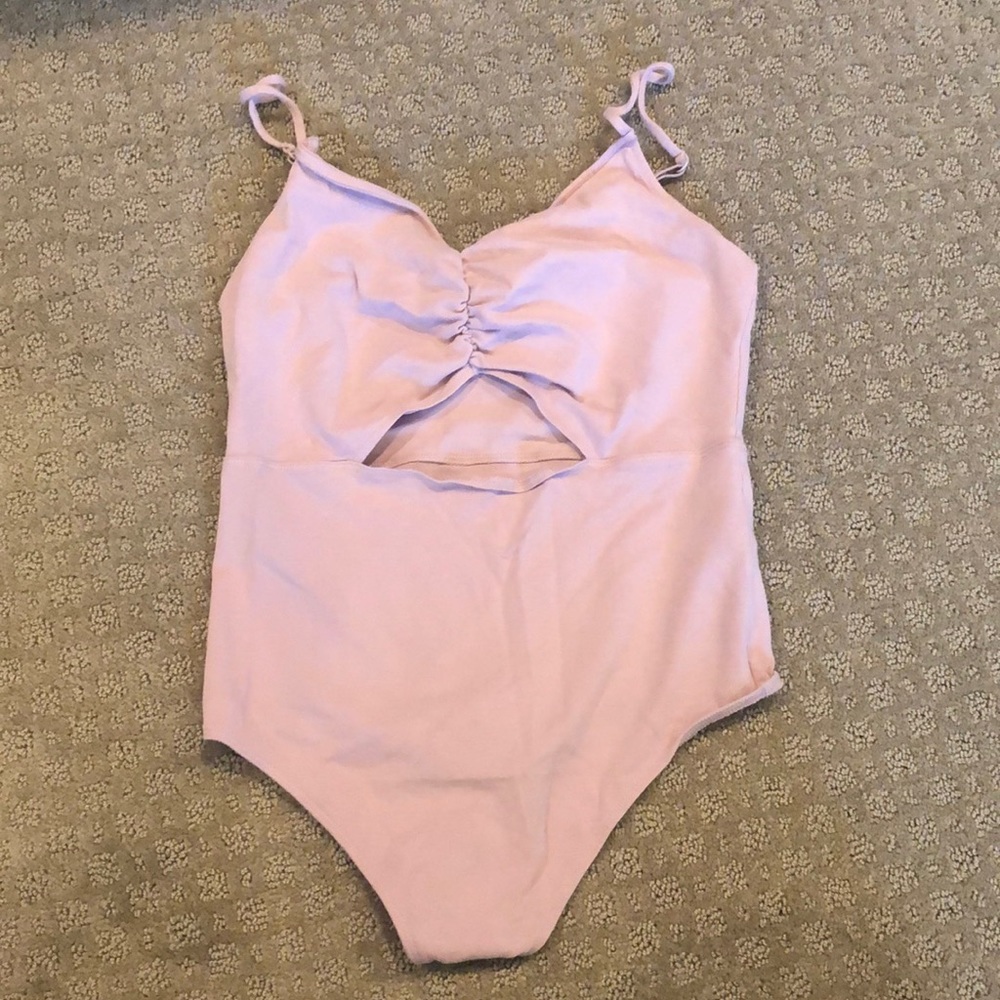 EXPRESS pink cutout thong body suit